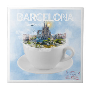 Barcelona in een theekop – Sagrada Familia Skyline Tegeltje