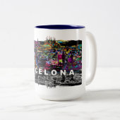 Barcelona in graffiti tweekleurige koffiemok (Voorkant rechts)