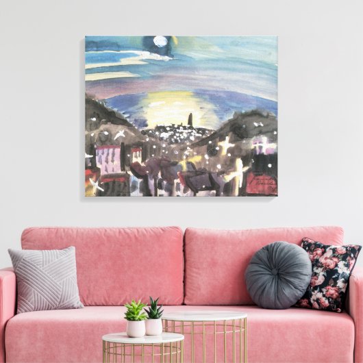 Barcelona in Nacht door Walter Gramatte Canvas Afdruk (Insitu (Woonkamer))