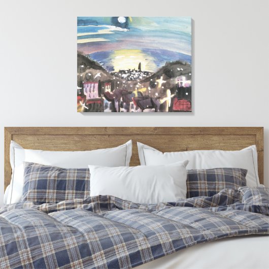 Barcelona in Nacht door Walter Gramatte Canvas Afdruk (Insitu (Slaapkamer))