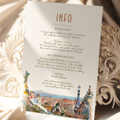 Barcelona Insert INFO Details Spain Wedding Invita Kaart