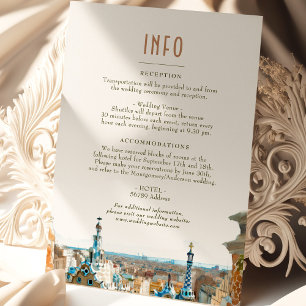 Barcelona Insert INFO Details Spain Wedding Kaart