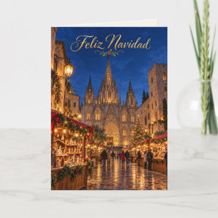 Barcelona Kathedraal Prettig Kerstfeest Feestdagen Kaart