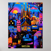 Barcelona Kleurrijke Dromen – Geometrisch stadsbee Poster (Voorkant)