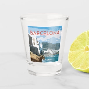 Barcelona kust, Spanje vintage reisstijl Shot Glas