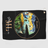 Barcelona Lizard & Park Guell, Catalonië, Gaudi Golfhanddoek (Horizontaal)