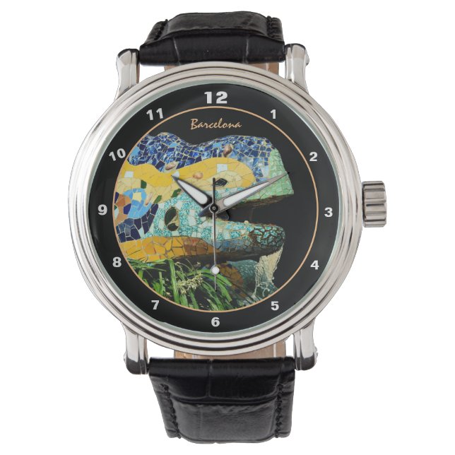 Barcelona Lizard & Park Guell, Catalonië, Gaudi Horloge (Voorkant)