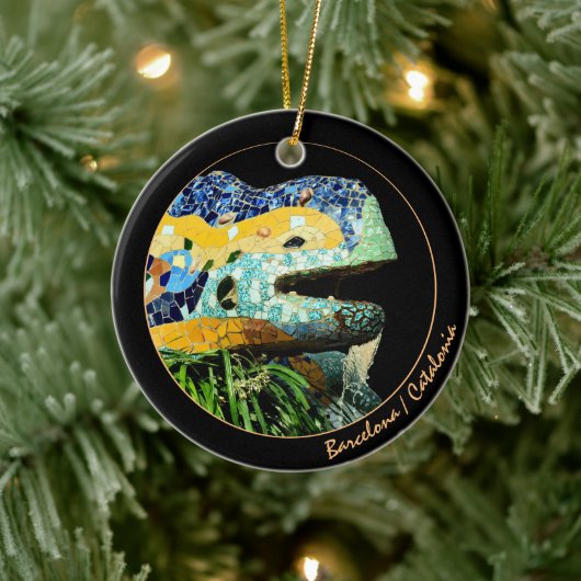 Barcelona Lizard, Park Guell, Catalonië, Gaudi Keramisch Ornament (Boom)