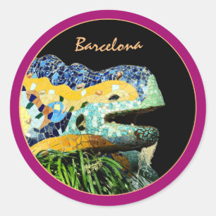 Barcelona Lizard & Park Guell, Catalonië, Gaudi Ronde Sticker