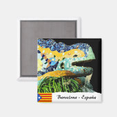 Barcelona Magnet, Lizard Fountain, Spain Magneet (Voorkant / Achterkant)