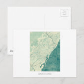 Barcelona Map Blue  Waterverf Briefkaart (Voorkant / Achterkant)