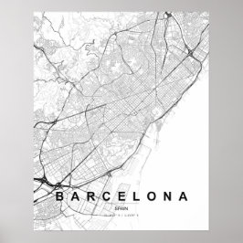 Barcelona Minimalistische Kaart (Zwart & Wit) Poster