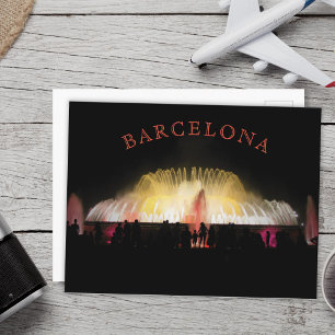 Barcelona Montjuic Magic Fountain 's nachts Briefkaart