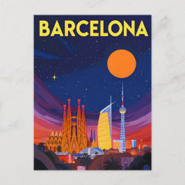 Barcelona Nachtelijke Silhouette Sagrada Familia Briefkaart