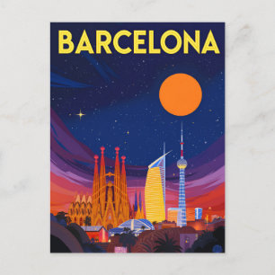 Barcelona Nachtelijke Silhouette Sagrada Familia Briefkaart