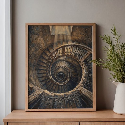 Barcelona Nautilus Spiral Staircase Canvas Afdruk