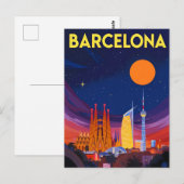 Barcelona Night Skyline Sagrada Familia Briefkaart (Voorkant / Achterkant)
