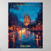 Barcelona Nights - Sagrada Familia Reflecties Poster (Voorkant)