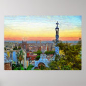 Barcelona. Panorama van de stad van Park Guell. Poster (Voorkant)