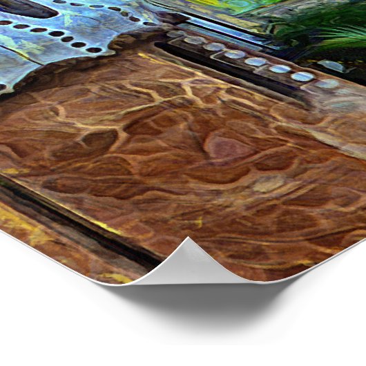 Barcelona. Panorama van de stad van Park Guell. Poster (Hoek)