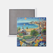 Barcelona, Park Guell, Sagrada Familia, Imán, Souv Magneet (Voorkant / Achterkant)