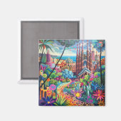 Barcelona, Park Guell, Sagrada Familia, Souvenir Magneet (Voorkant / Achterkant)