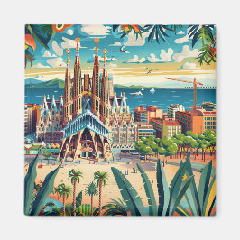 Barcelona, Park Guell, Sagrada Familia, Souvenir Magneet