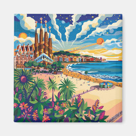 Barcelona, Park Guell, Sagrada Familia, Souvenir Magneet