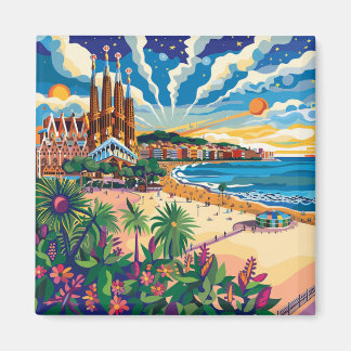 Barcelona, Park Guell, Sagrada Familia, Souvenir Magneet