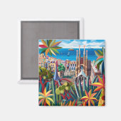 Barcelona, Park Guell, Sagrada Familia, Souvenir Magneet (Voorkant / Achterkant)