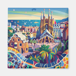 Barcelona, Park Guell, Sagrada Familia, Souvenir Magneet
