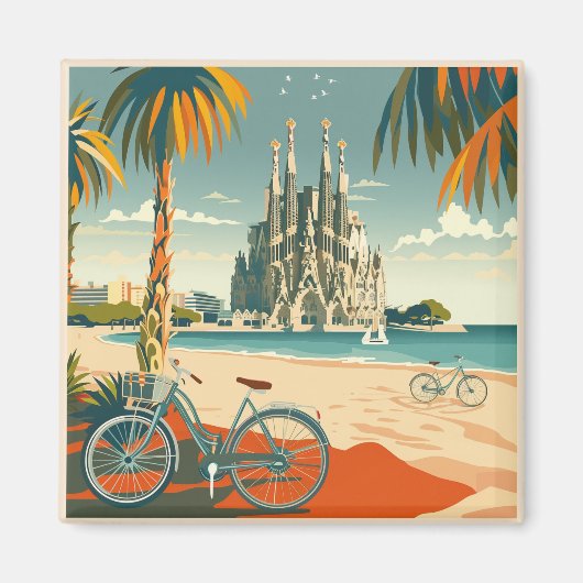 Barcelona, Park Guell, Sagrada Familia, Souvenir Magneet (Voorkant)