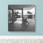 Barcelona paviljoen perspectief canvas afdruk (Insitu (Houten vloer))