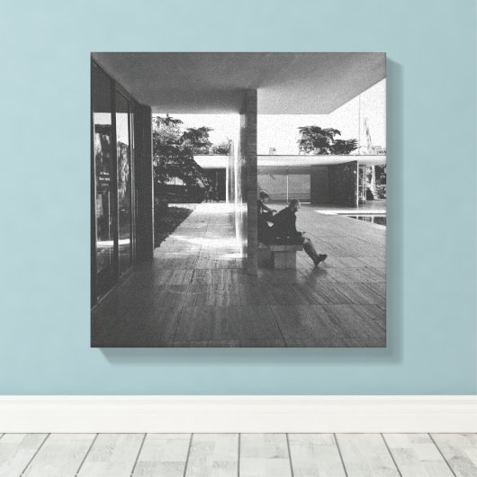 Barcelona paviljoen perspectief canvas afdruk (Insitu (Houten vloer))