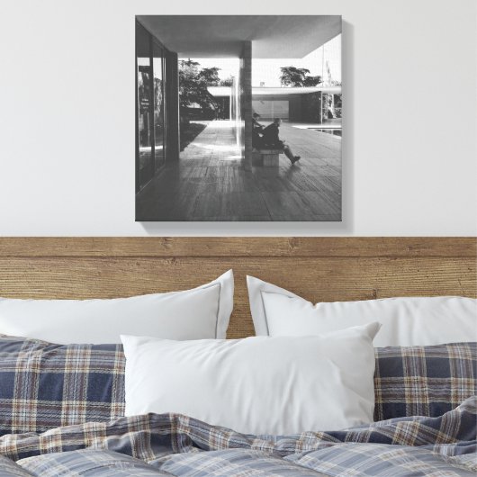 Barcelona paviljoen perspectief canvas afdruk (Insitu (Slaapkamer))