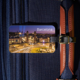 Barcelona Plaza de Espana Catalonia Spain Sunset Bagagelabel