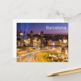 Barcelona Plaza de Espana Catalonia Spain Sunset Feestdagenkaart