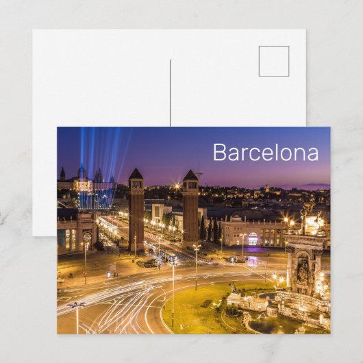 Barcelona Plaza de Espana Catalonia Spain Sunset Feestdagenkaart (Voorkant / Achterkant)