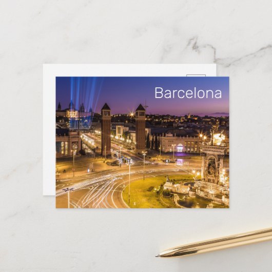 Barcelona Plaza de Espana Catalonia Spain Sunset Feestdagenkaart (Voorkant / Achterkant in situ)