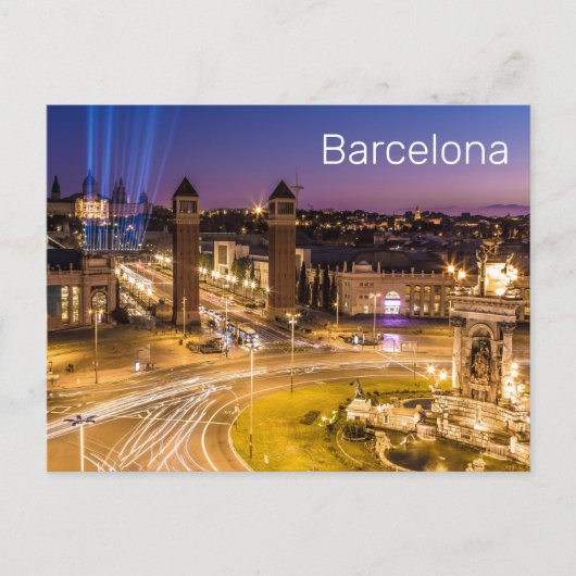Barcelona Plaza de Espana Catalonia Spain Sunset Feestdagenkaart (Voorkant)