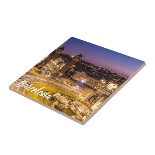 Barcelona Plaza de Espana Catalonia Spain Sunset Tegeltje (Zijkant)