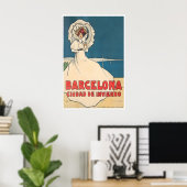 Barcelona Poster Spanje Kunst Retro Spaans Reizen (Thuiskantoor)