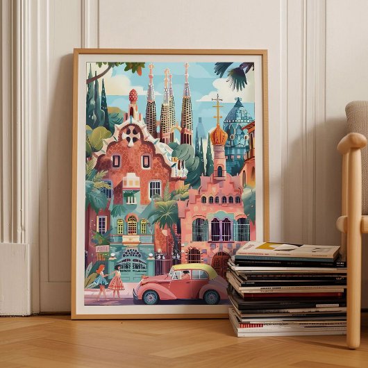 Barcelona Print Barcelona Illustratie Spanje Reize