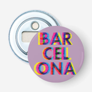 Barcelona Psychedelic Glitch kleur Button Flesopener