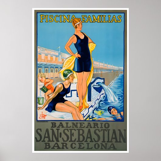Barcelona Reisposter San Sebastian Kunst Spanje Poster (Voorkant)