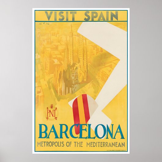 Barcelona Reisposter Spanje Kunst Spaanse Print (Voorkant)
