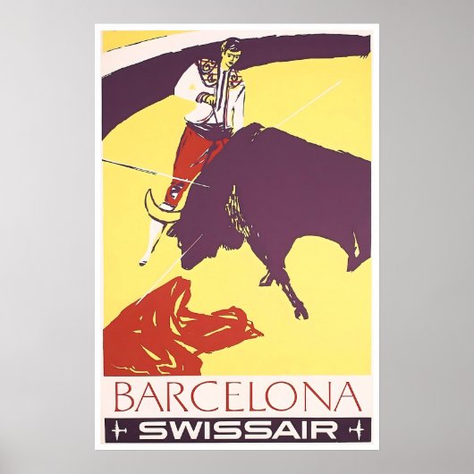 Barcelona Reisposter Spanje Kunst Stierenvechter Poster (Voorkant)