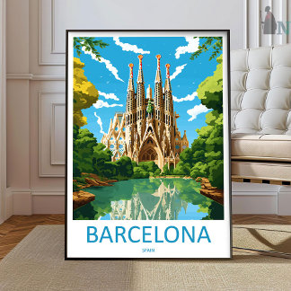 Barcelona Reisprint Muur Kunst Barcelona Muur Hang Poster