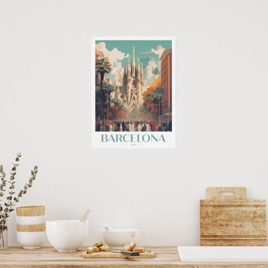 Barcelona Reizen Print Wandkunst (Keuken)