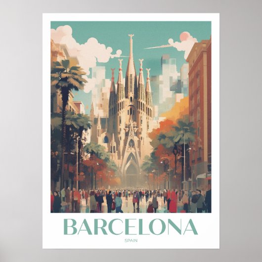 Barcelona Reizen Print Wandkunst (Voorkant)